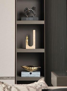 匠十三现轻奢大理客石软装代饰WVO品厅电视柜级感侘高寂中古摆件