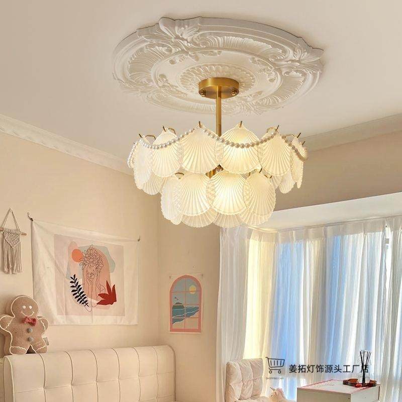 新款现代奢贝壳珍客珠卧法式中古厅室房轻间餐厅玻璃水晶894吊灯,淘宝优惠券,粉丝福利购,淘宝优惠卷