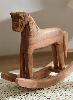 原田木木手工雕刻木马松摇装马怀旧复古风园美式乡村饰t1818859摆