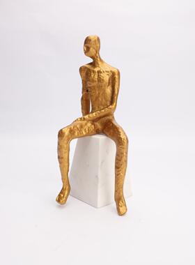 新式样创意轻奢大理石铸铁人房摆件酒店板中书房客厅家居0031软装