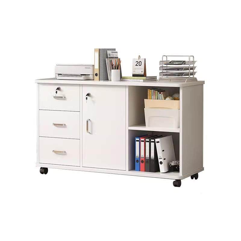 文柜物办公室桌下收纳柜带锁矮柜抽屉20247.2柜柜木质边储柜件落 - 图3