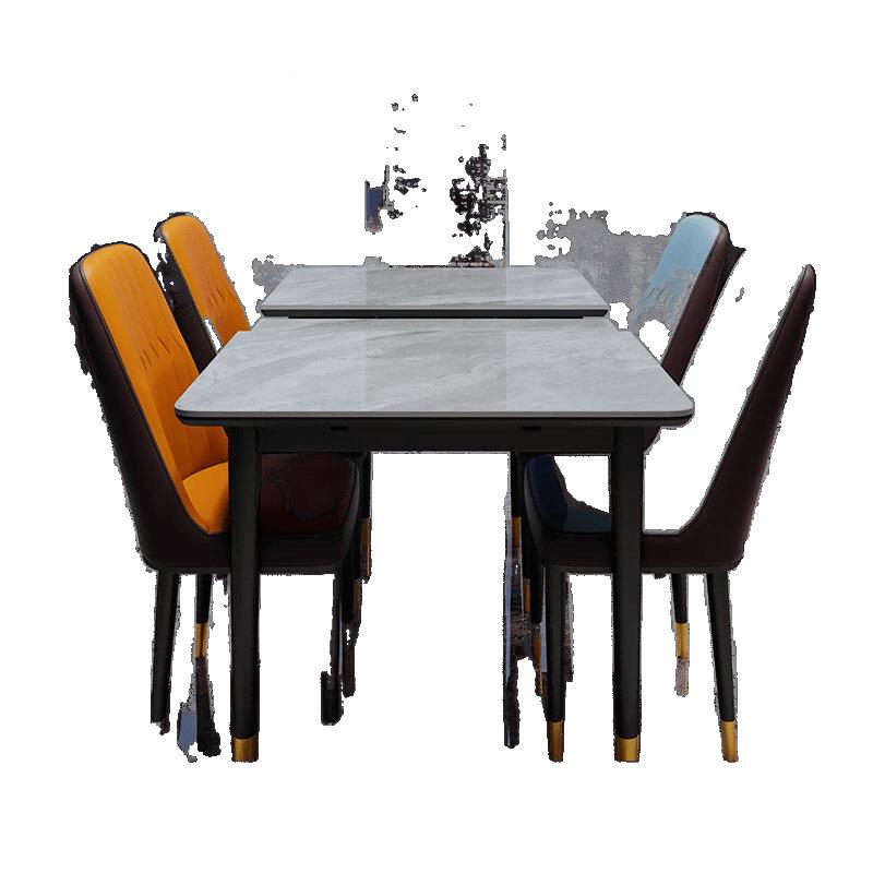 岩板缩餐桌组合小户型实木折叠家用桌多功椅能饭可伸电磁见详情炉 - 图3