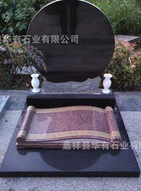 石雕公墓墓碑生产 农村土葬石碑销售黑色大理石艺术墓碑