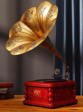 复古BAD大号留声机模型创意客厅店铺橱窗拍片摄居道具唱机铁艺家