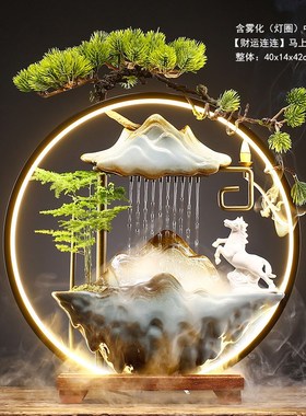 开业乔迁礼品流水生财摆件客厅假山循F环水办公室桌面招财创意喷