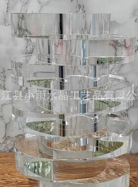 简约现代轻奢白色层叠水晶花器摆件售楼处样板房间茶几餐桌插花瓶