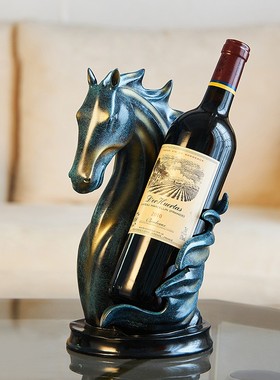 北欧创意红e酒架马摆件轻奢风高档客厅装饰工艺品摆设乔迁新居礼