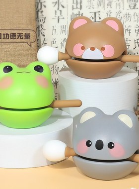 佛系小木鱼桌面摆件治愈情绪稳定神器治愈办公室工位解Z压生日礼