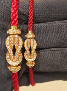 不掉色8字马蹄扣红绳转运手链情侣F款男女百搭饰品镀玫瑰金平安结