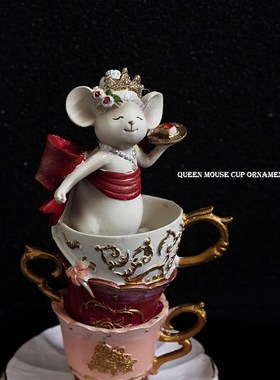 出口欧式可爱老鼠女王浮雕树脂圣诞节派对拍照道具装X饰摆件品礼