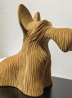 约现代创意树脂绒动雪纳瑞摆件售楼处书房书QZ-3柜物玄植关软简装