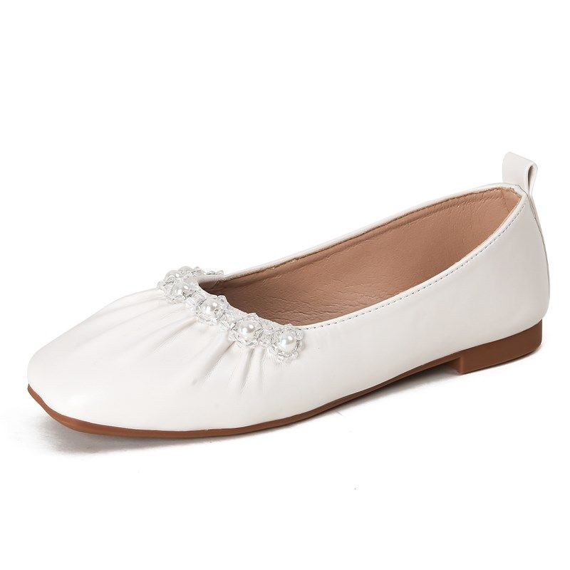 浅口单鞋女夏平底2024年新款百搭奶奶鞋软底豆豆鞋大码女鞋41一43,淘宝优惠券,粉丝福利购,淘宝优惠卷