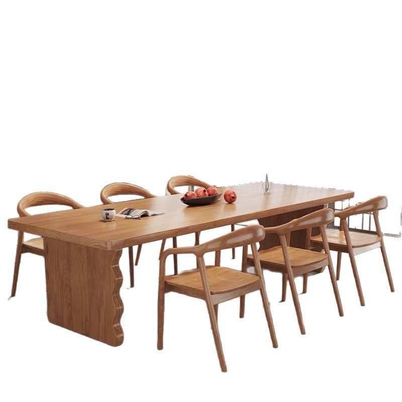 现代简约实木餐桌椅小户型家用长方形吃饭桌大板办公室会议室桌子 - 图3