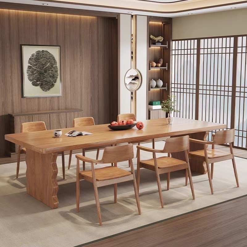 现代简约实木餐桌椅小户型家用长方形吃饭桌大板办公室会议室桌子 - 图2