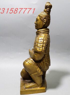 新款纯铜兵马俑人物雕塑摆件 家居客厅装饰品 复古工艺品收藏