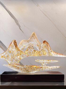 轻奢档云山雾海电假山摆件厅玄关视书客桌装饰品现EyGHEcw5代高中