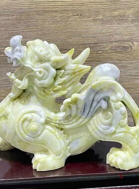 天然蓝田玉貔貅摆件一对电视柜办公室客厅装饰开业送礼桌面工艺品