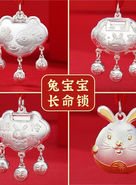 银锁婴儿生肖吊坠龙蛇宝宝长命锁纯银9999蛇年本命年儿童新年礼物