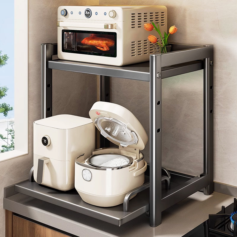 抽拉微波炉架子台面置物架厨房家用空气炸锅烤箱台面电饭煲锅收纳,淘宝优惠券,粉丝福利购,淘宝优惠卷