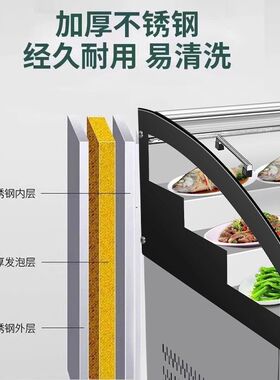 美凌蓝冰三阶梯展示柜冰台串串熟食凉菜商用点菜柜冷藏海鲜烧烤