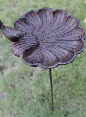 复古田园别墅庭院铸铁铁艺喂鸟器鸟食盆花园草S地装饰品摆件花插