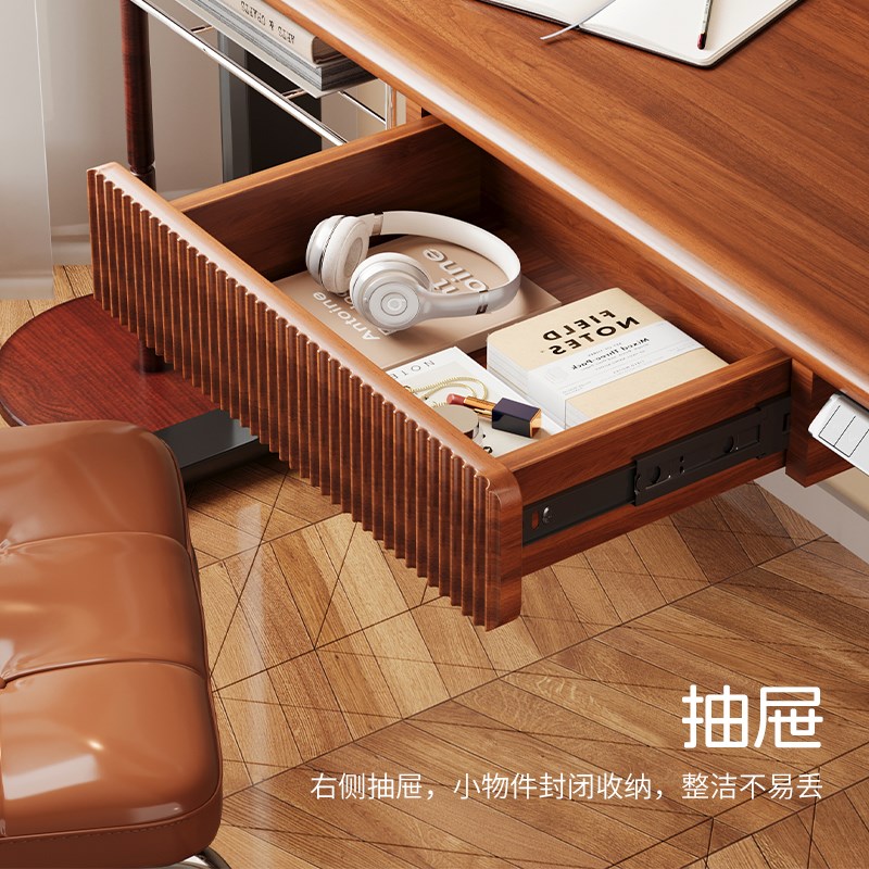 实木电动升降h桌电脑桌书桌中古智能自动电脑桌复古办公工作桌 - 图3