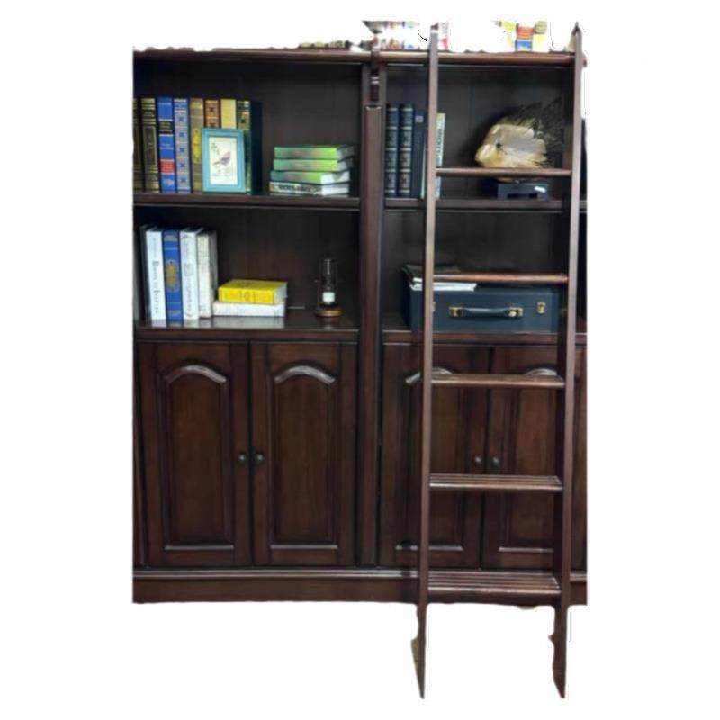 柜美式实木白书黑胡桃高端满墙储物书橱法式复色古蜡木靠墙JAN书,淘宝优惠券,粉丝福利购,淘宝优惠卷