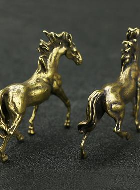 玩铜器CA318收藏古黄装铜铸铜造实心骏马摆件家居饰小摆件复古古