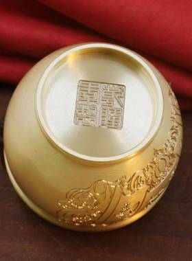 黄铜招见描述财铜缸财百福缸件居客厅装饰品聚生意兴摆隆缸前家台