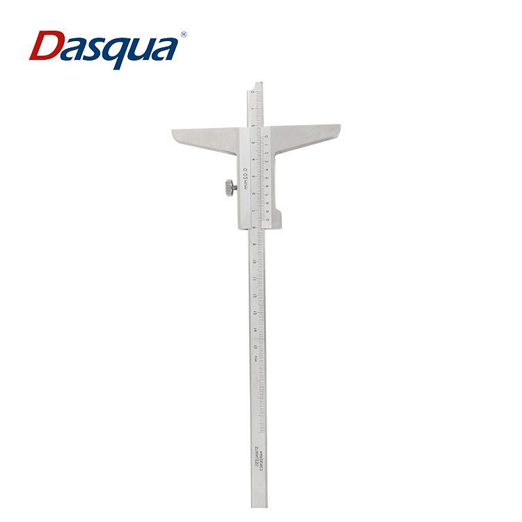 Dasqua整体不锈钢深度游标卡尺0-150/200/300mm达时科带表深度尺 - 图2