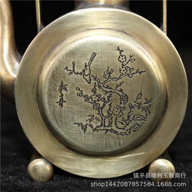 Retro white copper nickel white copper wine pot inkstone dripping ornaments seal carving boy landscape painting copper antiques miscellaneous