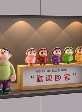 创意胖虎客厅桌面电视柜s摆件高档轻奢入户玄关乔迁新居礼物装饰