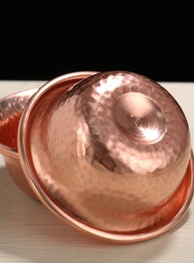 民族风手工敲打红铜供水杯家居装饰用品光面压花供U水碗随身八供