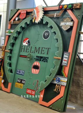 定制工业风齿轮大门铁制商铺对开门机械效果酒吧餐厅个性网红门