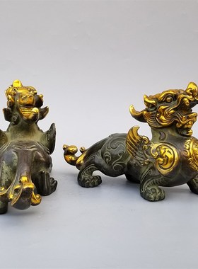 居家铜貔貅摆件一对全铜皮丘家用客厅店铺办公室公母铜貔恘礼品