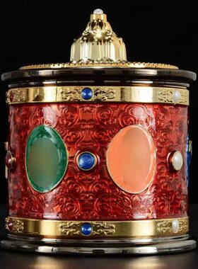 藏式磁悬浮转金轮摆件家居装饰转动轮插电触屏六字转金筒创意礼品