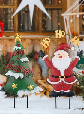 跨境铁艺装铁皮园饰花摆件花插摆雪人圣诞165522老人花插氛围件