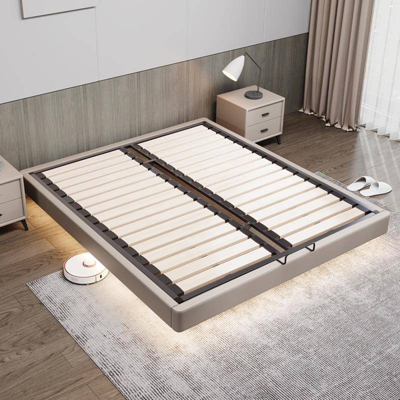 床B06钢木骨头悬浮床简现代约钢架床网红主卧排架床悬空床架实木 - 图0