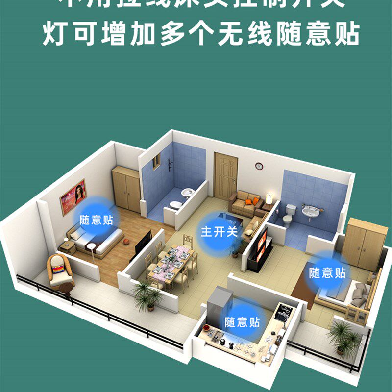 遥控开关智能免布线220V灯家用单开双控随意贴面板开关无线控制器,淘宝优惠券,粉丝福利购,淘宝优惠卷