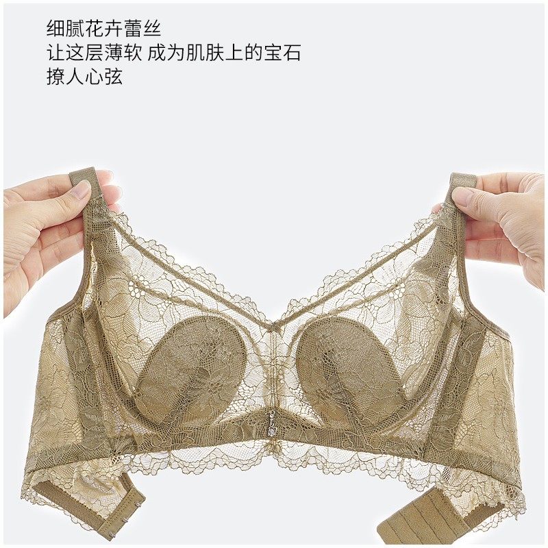 超薄蕾丝内衣女无海绵软钢圈文胸全罩杯内衣胸罩防凸点大胸显小罩,淘宝优惠券,粉丝福利购,淘宝优惠卷