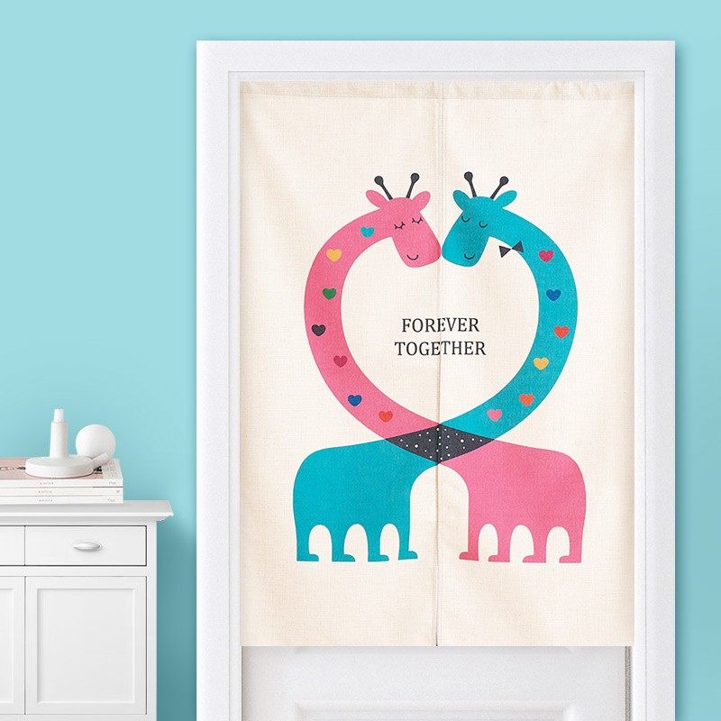 可爱卡通儿童房布艺门帘隔断帘卧室家用装饰布帘半截免打孔帘子,淘宝优惠券,粉丝福利购,淘宝优惠卷