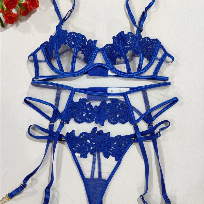 欧美法式薄款刺绣蕾丝花边透明聚拢纯欲文胸内衣套装,淘宝优惠券,粉丝福利购,淘宝优惠卷