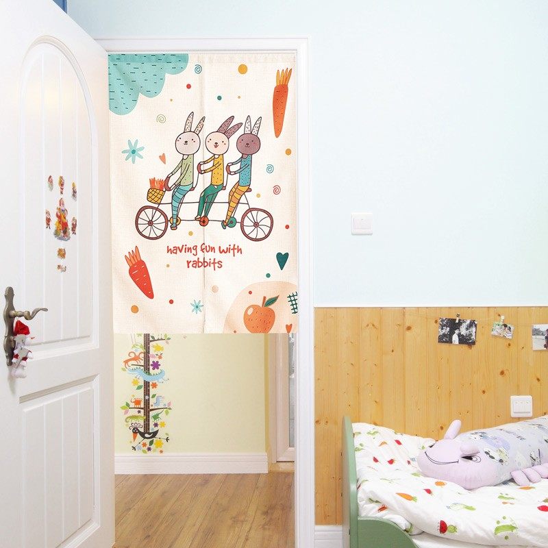 可爱卡通儿童房布艺门帘隔断帘卧室家用装饰布帘半截免打孔帘子,淘宝优惠券,粉丝福利购,淘宝优惠卷