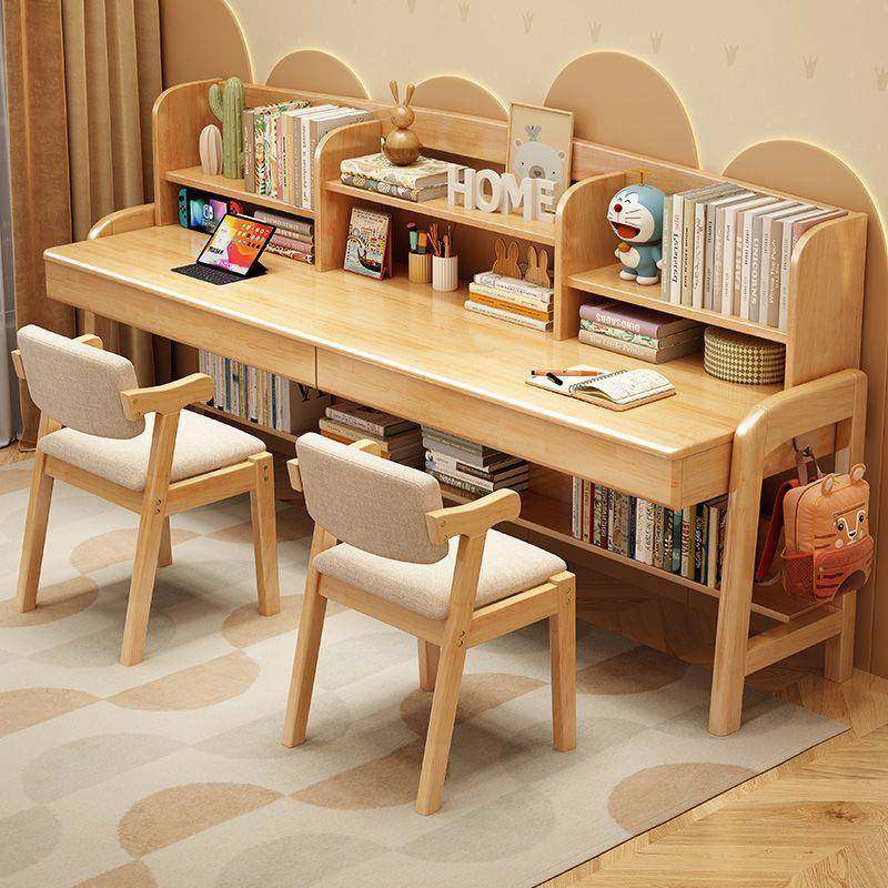 实儿童书木桌家用简约双人学生476学架习桌组合书一体椅可升降写字桌,淘宝优惠券,粉丝福利购,淘宝优惠卷