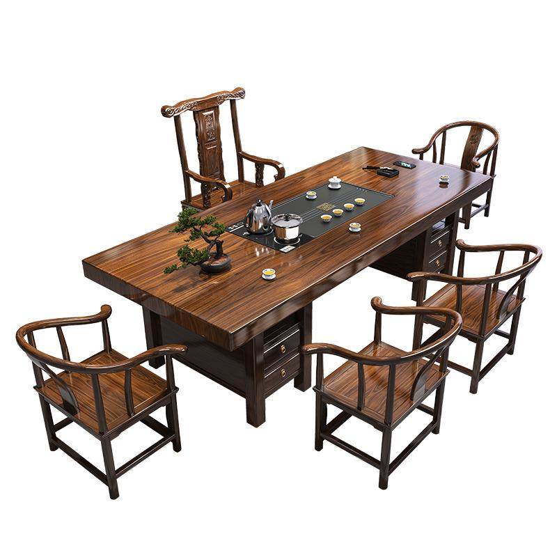新中式大板茶桌椅组合办大板茶桌公室实木茶桌茶台功木夫原泡茶套几装一体,淘宝优惠券,粉丝福利购,淘宝优惠卷