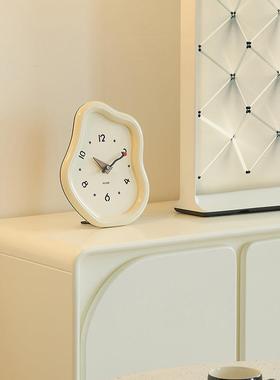 woAL744841时zoom奶油柜风居客厅台式钟玄关桌家面摆件电视座钟装