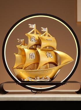 一帆风顺帆摆件创意树饰脂客船台厅玄帆船摆件关电视柜摆件灯装树