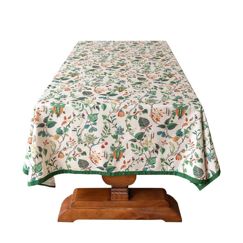 亚麻桌布防水餐桌布艺美式田园风花卉小清新茶几布新中式台布绿色,淘宝优惠券,粉丝福利购,淘宝优惠卷