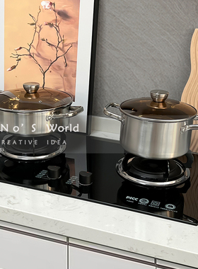 样板间厨房摆件饰品家居软装不锈钢汤锅烤吐司机面包机锅铲置物架