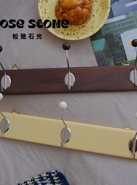 复古榉木壁挂板衣帽架玄关门后挂衣架墙上挂钩免打孔磁吸衣帽钩